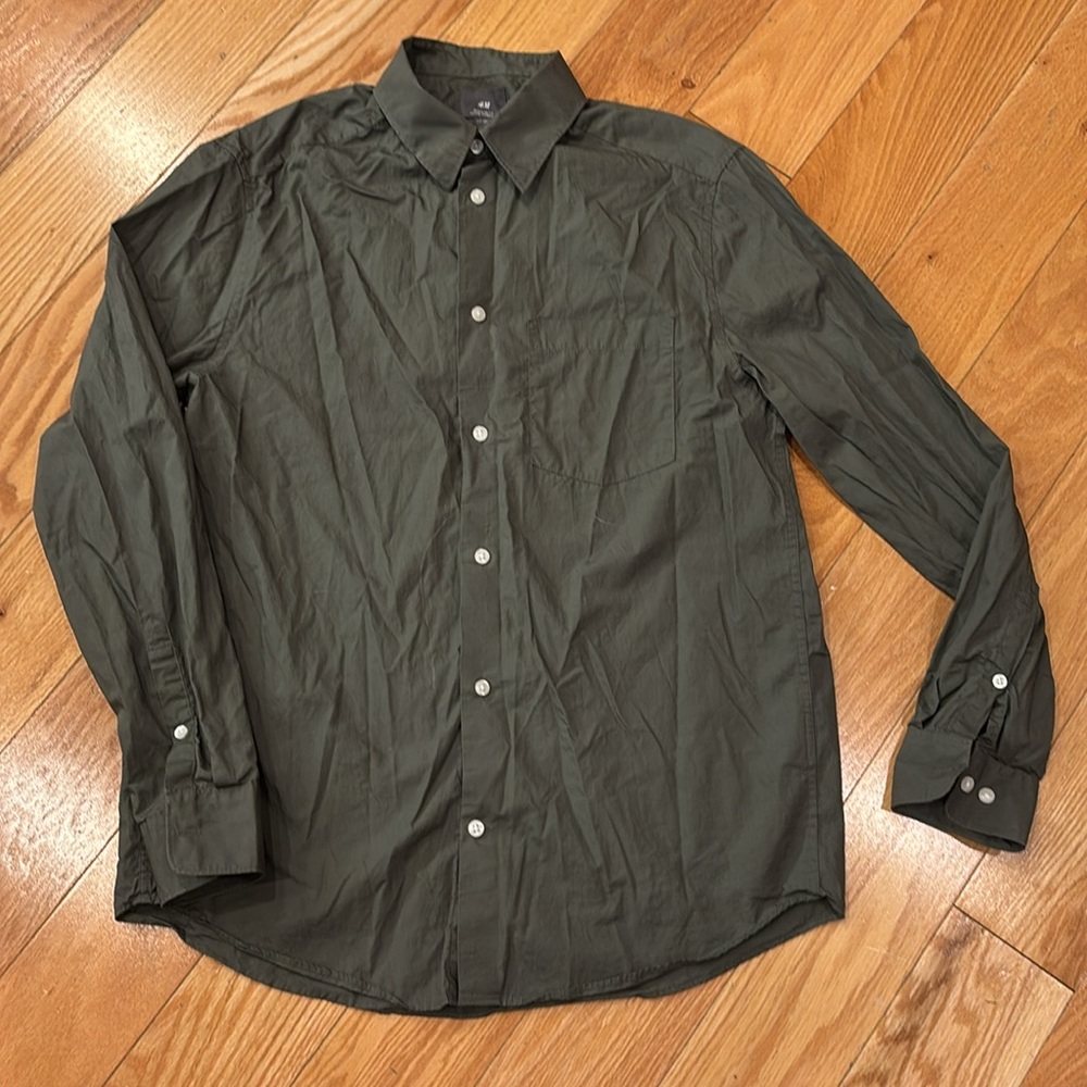 Deep Army Green men’s dress shirt